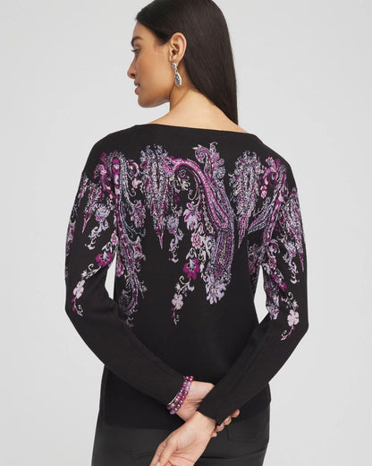Jacquard Paisley Pullover Sweater