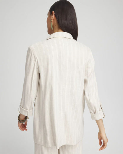 Linen Blend Stretch Stripe Blazer
