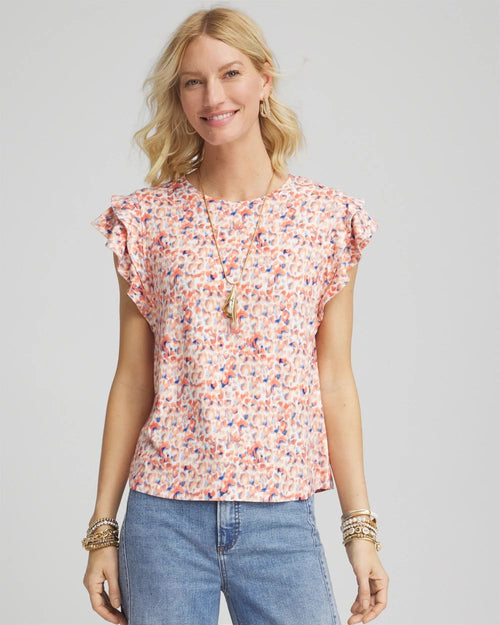 Touch of CoolTM Tiered Flutter Sleeved Tee