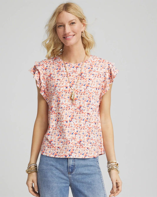Touch of CoolTM Tiered Flutter Sleeved Tee