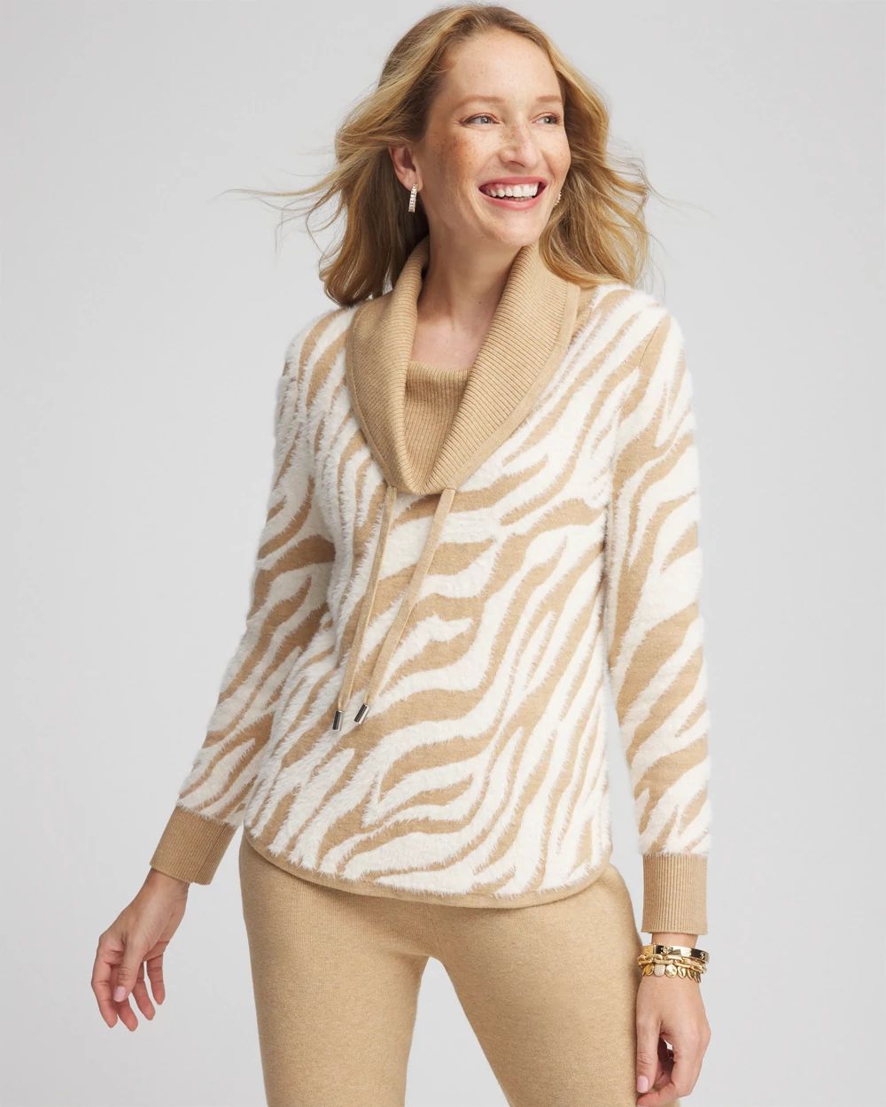 Zenergy® Zebra Cowl-Neck Top