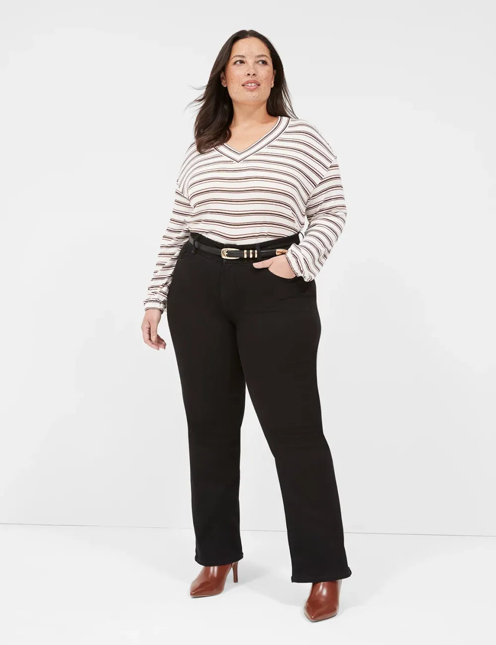 Lurex Blouson-Sleeve V-Neck Tunic