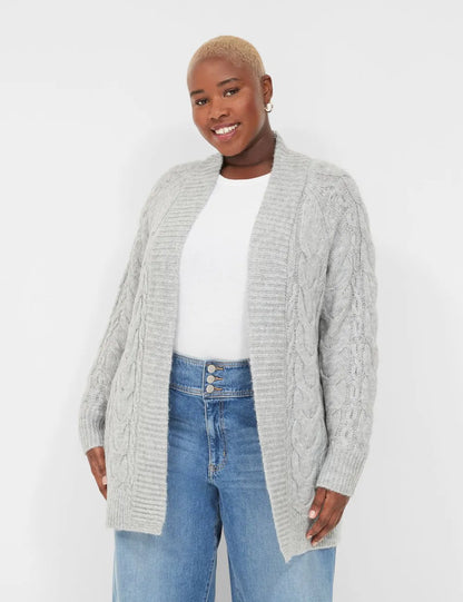 Open-Front Cable Knit Cardigan