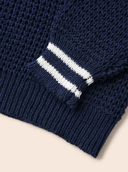 Contrast Striped Drop Shoulder Pullover