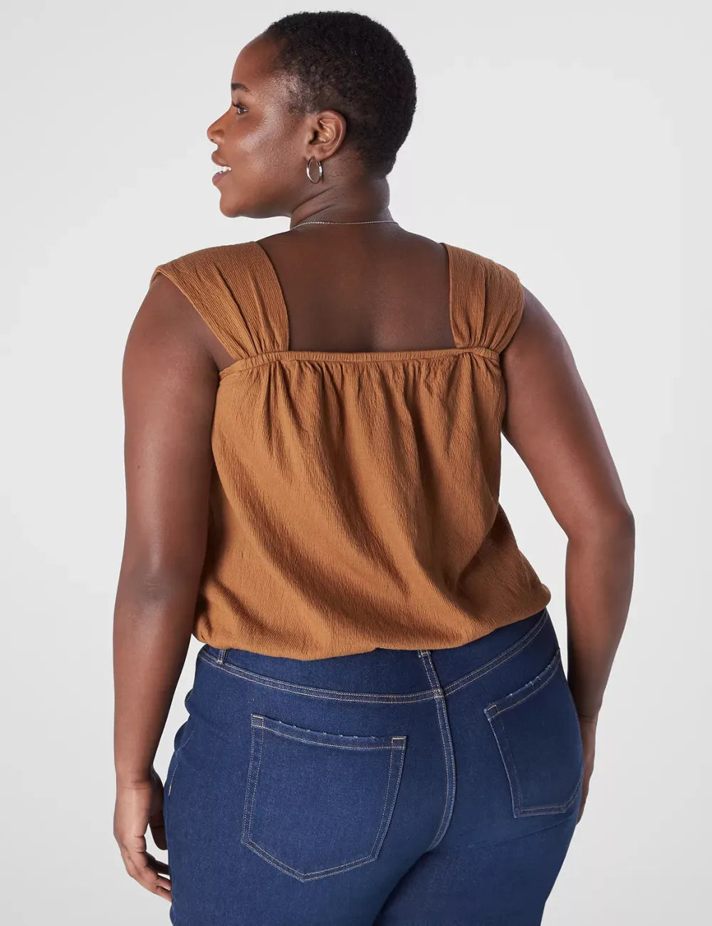 Relaxed Crop Cap-Sleeve Square-Neck Top