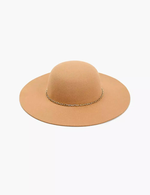 Felt Chain-Detail Fedora With Adjustable Interior Tie
