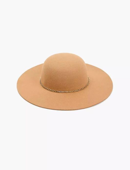 Felt Chain-Detail Fedora With Adjustable Interior Tie