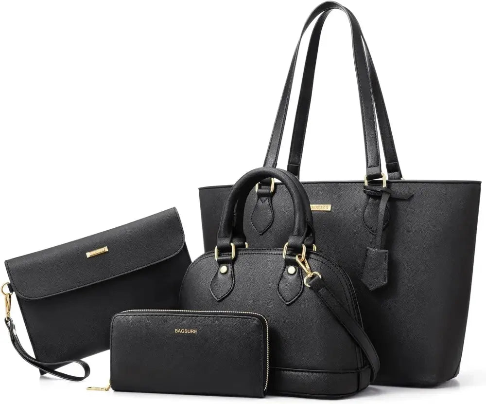 4PCS Women Fashion Handbags Purses Wallet Tote Shoulder Bags