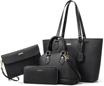 4PCS Women Fashion Handbags Purses Wallet Tote Shoulder Bags