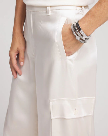 Satin Wide Leg Cargo Pants
