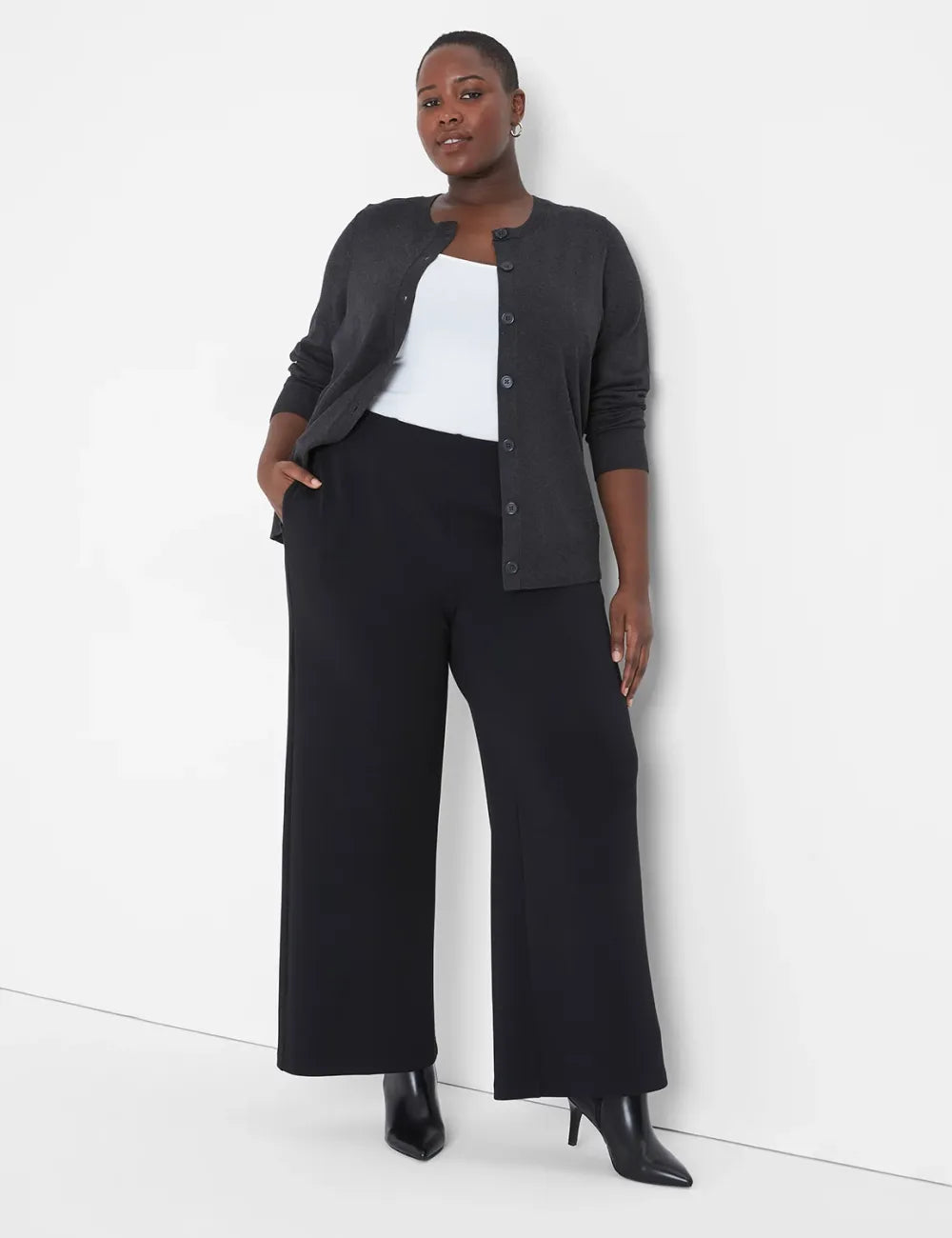 Crew-Neck Button-Front Cardigan