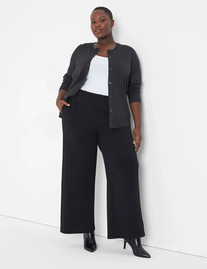 Crew-Neck Button-Front Cardigan