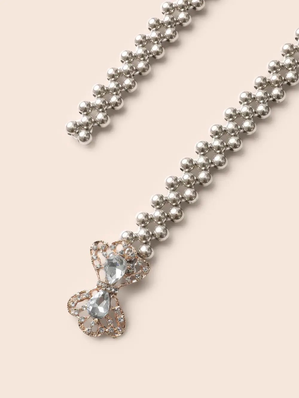 Bowknot Rhinestone Pearl Detail Belt