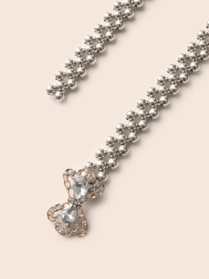 Bowknot Rhinestone Pearl Detail Belt