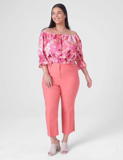 Classic Crop Off-The-Shoulder Chiffon Top