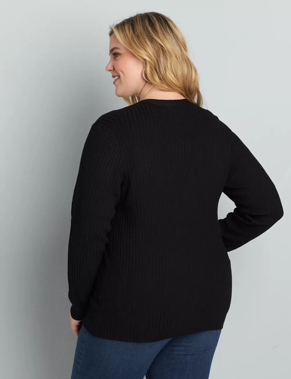 Ribbed Button-Front Cardigan