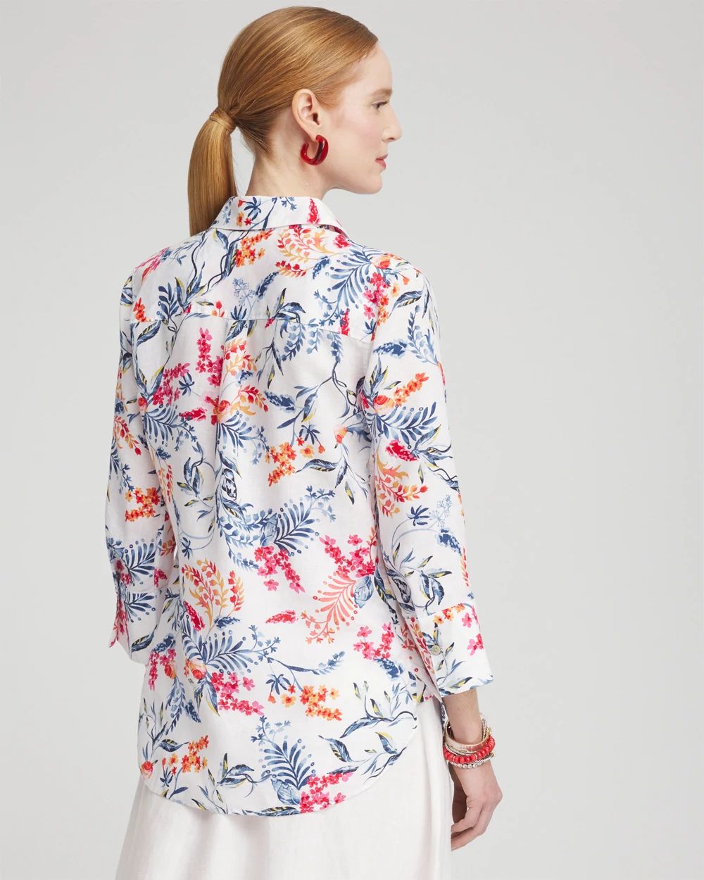 No IronTM Linen Sealife 3/4 Sleeve Shirt
