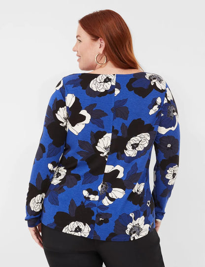 Long-Sleeve Drape-Neck Top