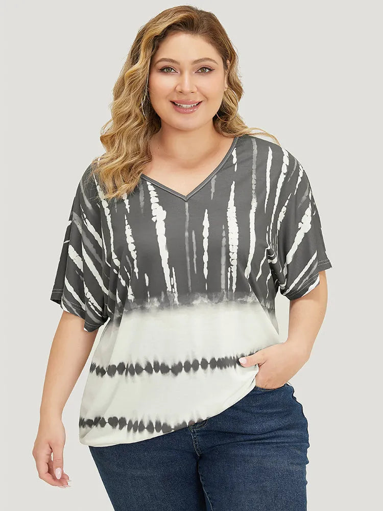 Tie Dye Batwing Sleeve T-shirt