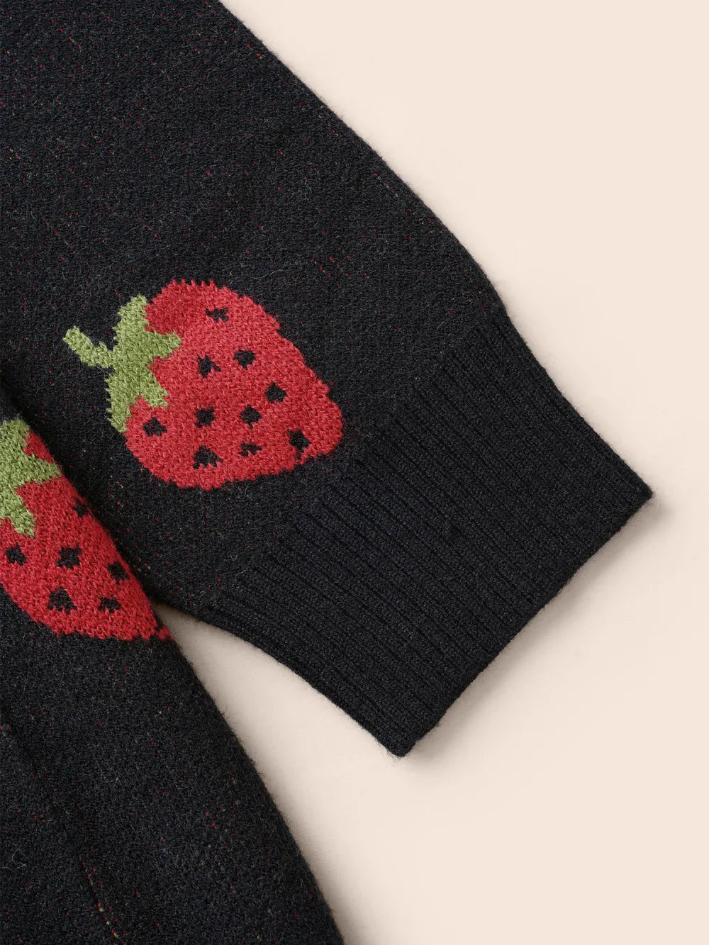 Strawberry Jacquard Patch Pocket Cardigan