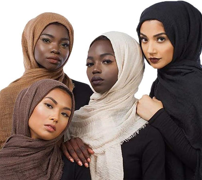 Soft Cotton Hemp Scarf Wrap Long Hijab Scarves for Women