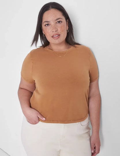Crop Crew-Neck Washed Tee