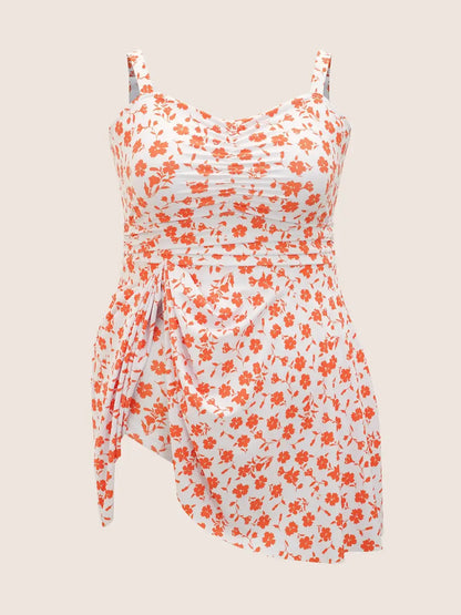 Ditsy Floral Ruched A Line Empire Waist Swim Dress