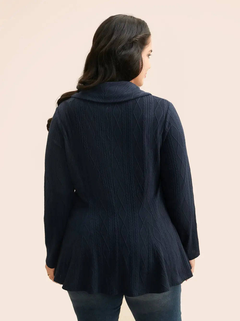 Lapel Collar Texture Button Up Jacket