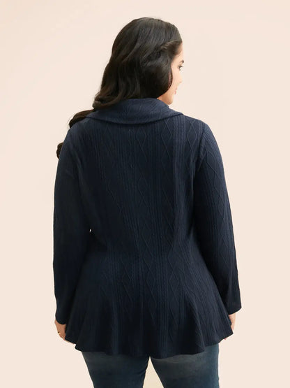 Lapel Collar Texture Button Up Jacket