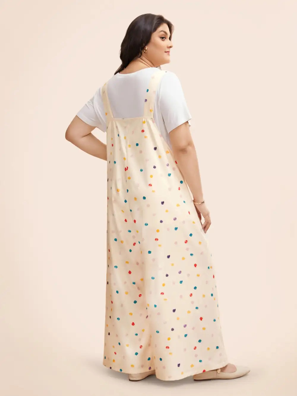 Painted Polka Dot Adjustable Straps Jumpsuit