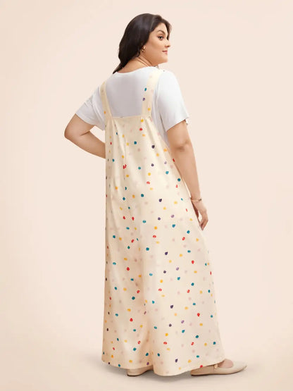 Painted Polka Dot Adjustable Straps Jumpsuit
