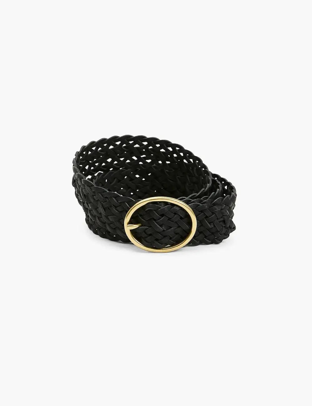 Braided Faux-Leather Oval Ring Versatile Belt