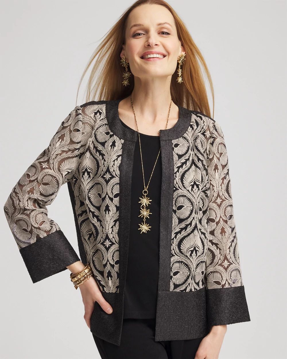 TravelersTM Collection Crushed Lace Jacket