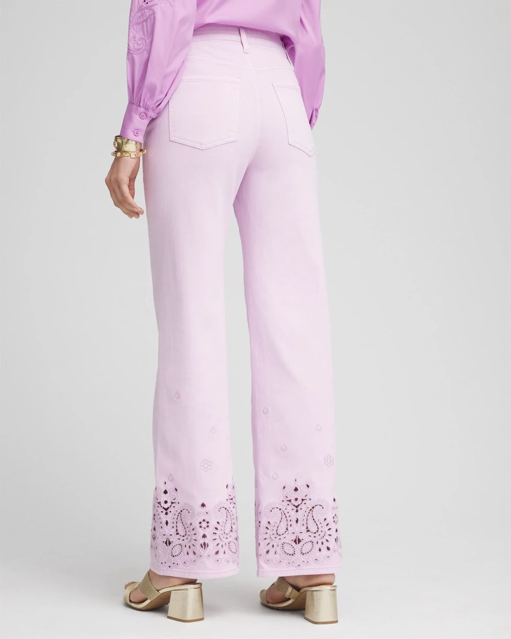 Petite Lavender Eyelet High-Rise Jeans