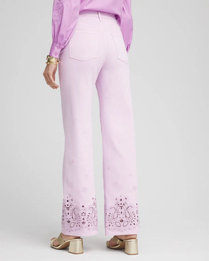 Petite Lavender Eyelet High-Rise Jeans