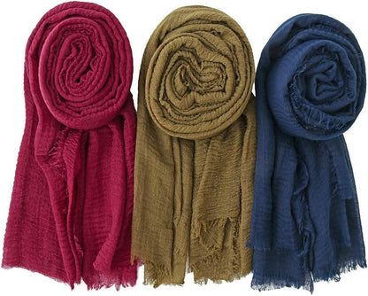 Soft Cotton Hemp Scarf Wrap Long Hijab Scarves for Women