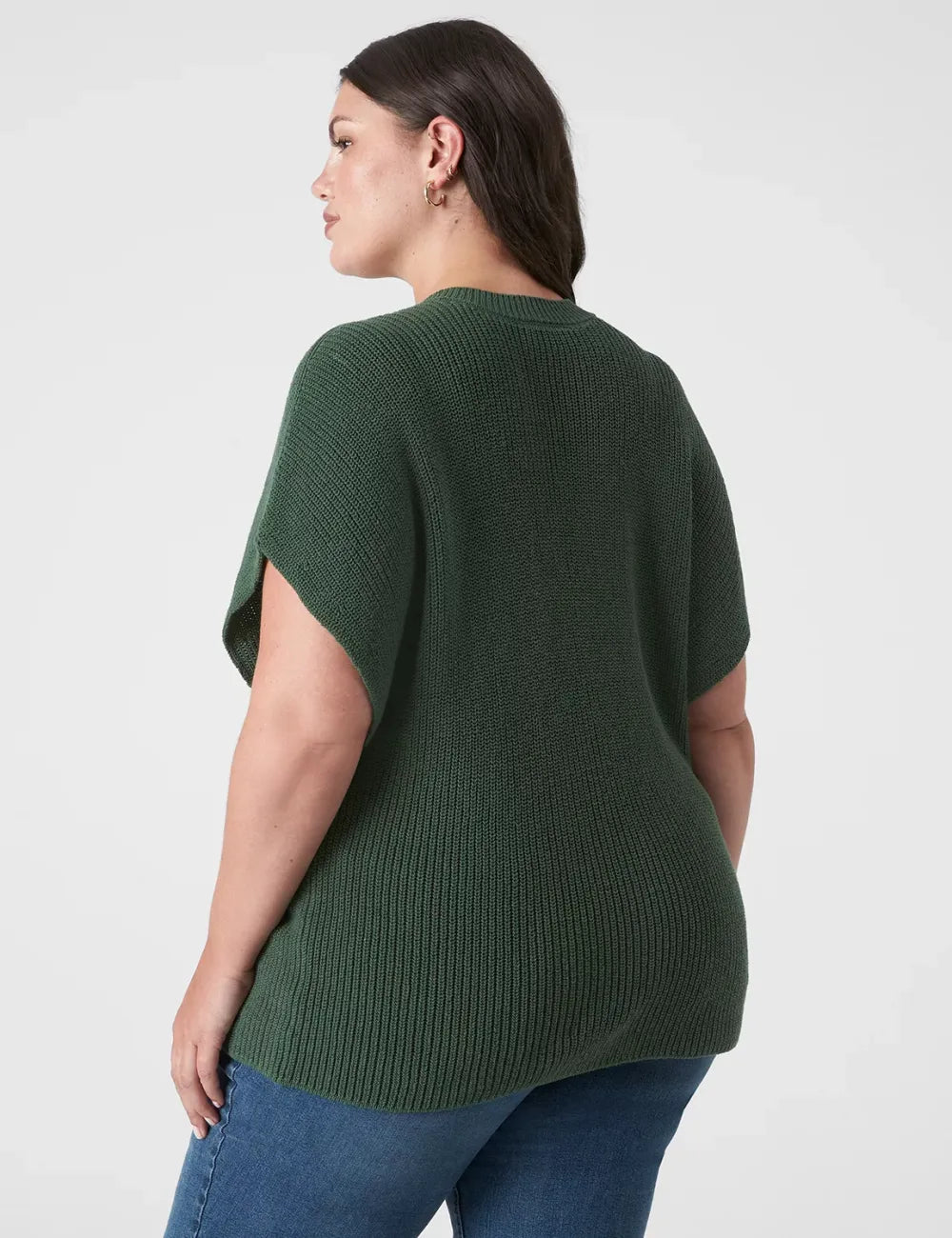 Short-Sleeve Button-Front Rib Cardigan