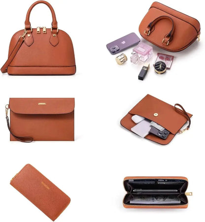 4PCS Women Fashion Handbags Purses Wallet Tote Shoulder Bags