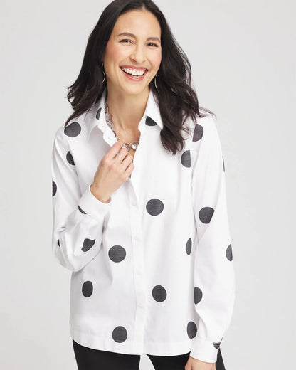 No IronTM Polka-Dot Jacquard Shirt