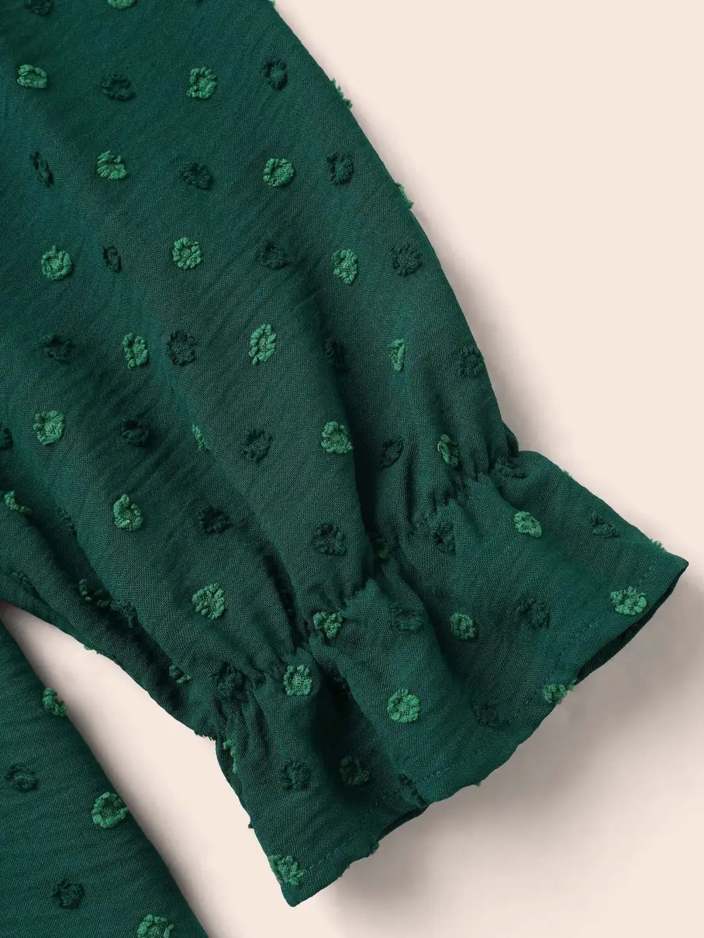Textured Dot Elastic Cuffs A-Line Blouse