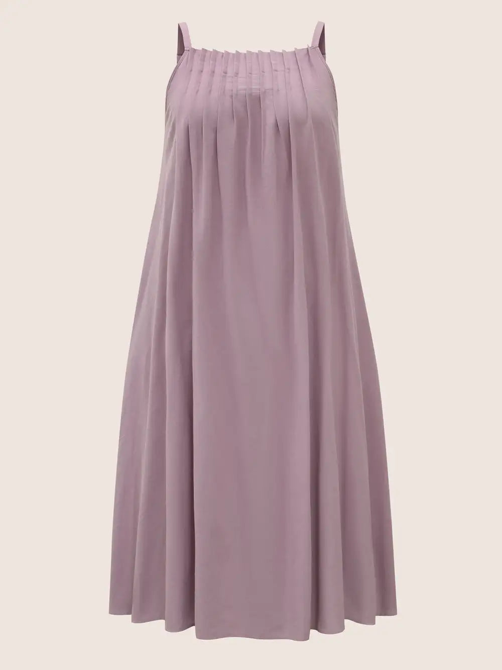 Cotton Plain Pleated Loose Fit Cami Dress