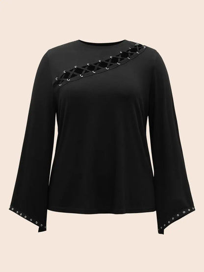 Peek-A-Boo Cut-Out Neckline T-Shirt