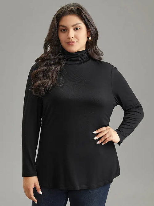 Supersoft Essentials Solid Funnel Neck Knit T-Shirt