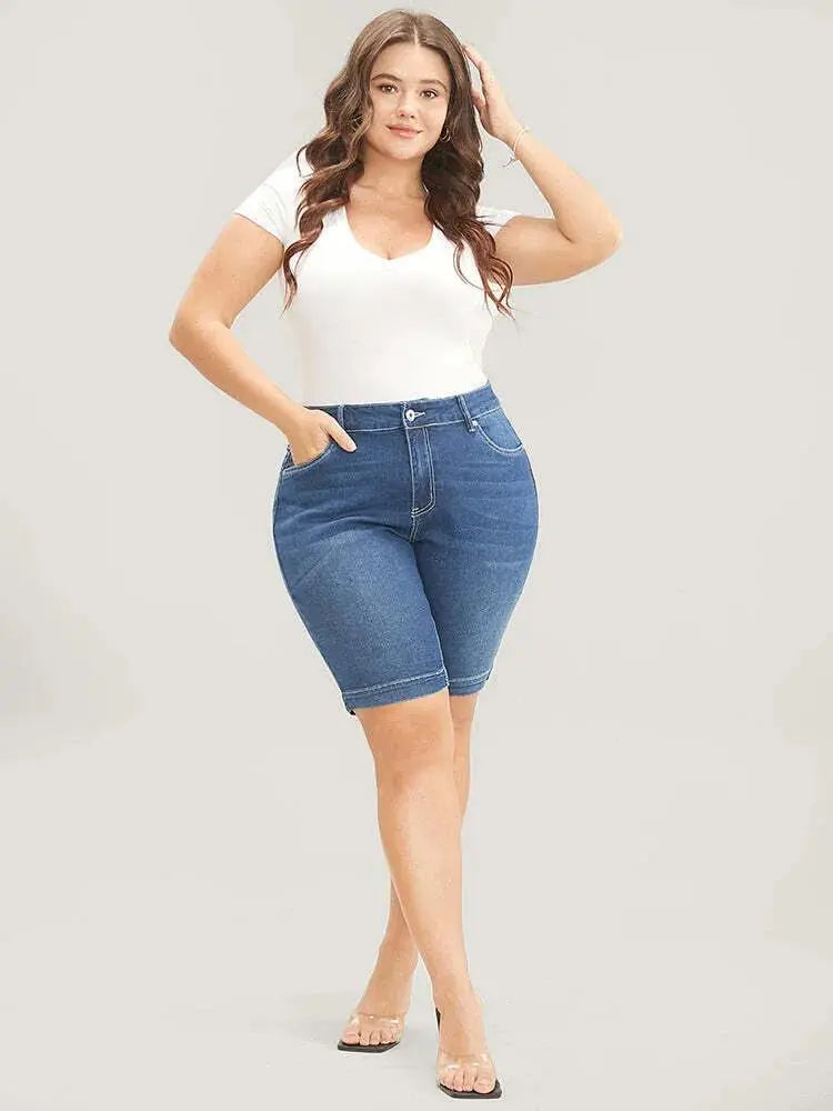 4 Pack Very Stretchy High Rise Dark Wash Denim Shorts