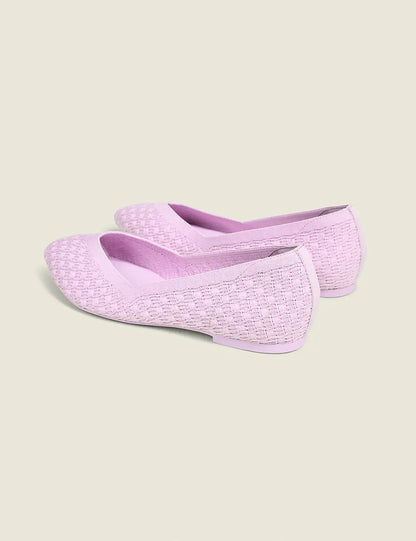 Stretch Knit Pointed Toe Ballet Flat
