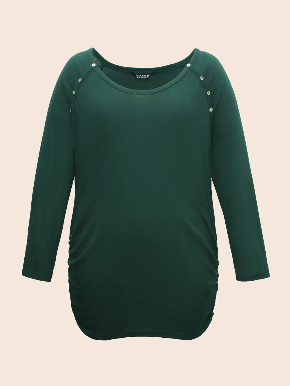 Plain Gathered Button Detail T-Shirt
