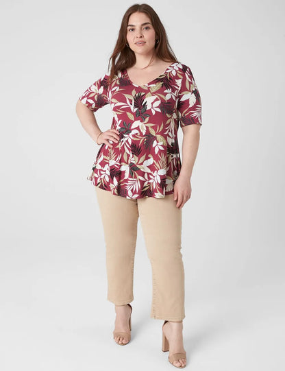 Modern Swing Perfect Sleeve Ruched-Shoulder Tee