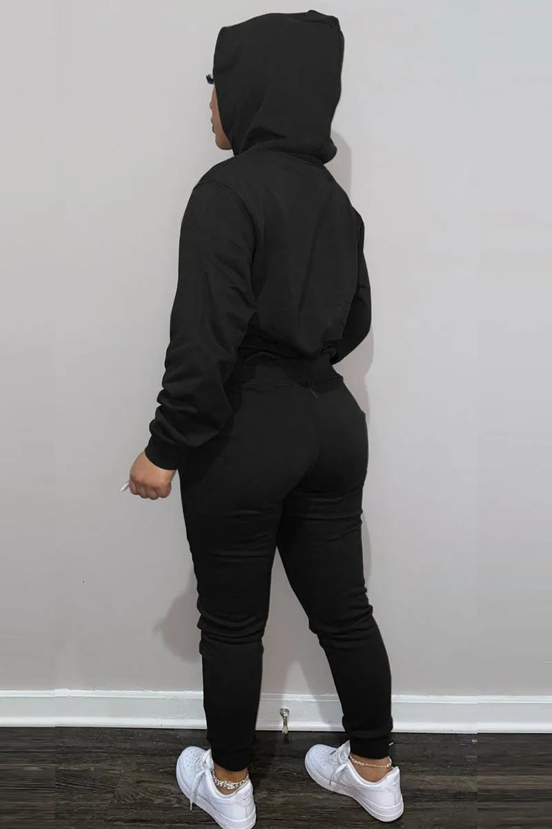 Casual Two Piece Drawstring Hoodie Pants Sweatsuit