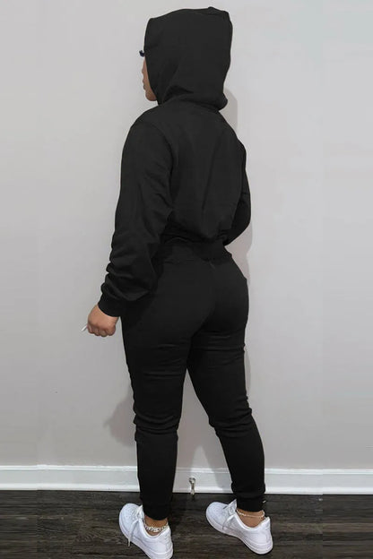 Casual Two Piece Drawstring Hoodie Pants Sweatsuit
