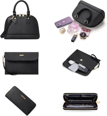 4PCS Women Fashion Handbags Purses Wallet Tote Shoulder Bags